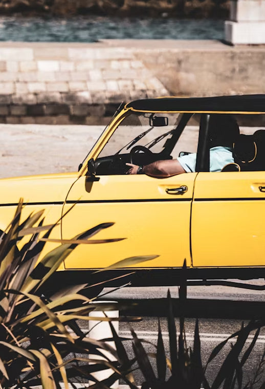 Lemon yellow vintage car